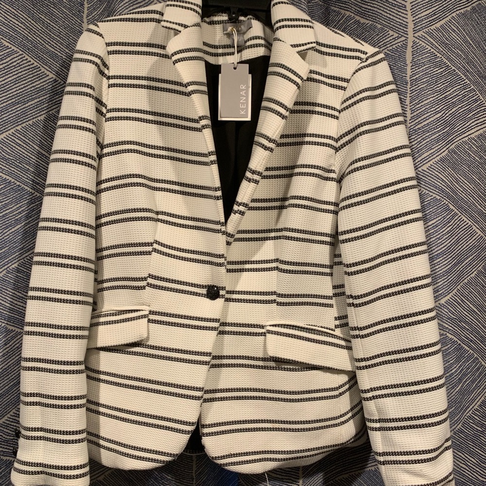 Kenar Black and White Stripped Blazer: Size M